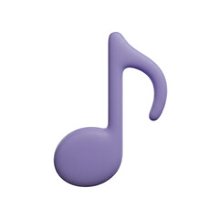 3d music note, 3d icon of a 3d purple eighth note isolated on a transparent background