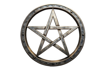 Metal Pentagram Symbol on Transparent Background