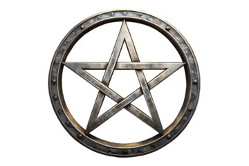 Metal Pentagram Symbol on Transparent Background