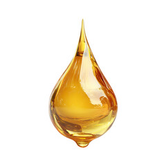 Single Golden Honey Drop on Transparent Background

