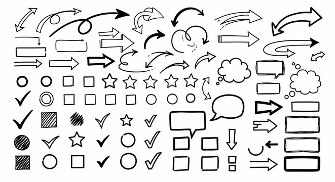 Business Sketchnote Arrows and Diagrams &ndash; Hand-Drawn Planner Elements