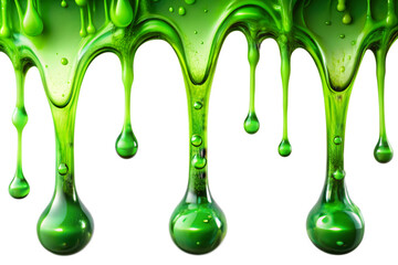 Green Slime Dripping on Transparent Background