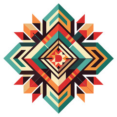 Abstract Geometric Pattern Artwork. Retro colors and white background.