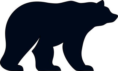 Wild bear silhouette vector on a clean white background, symbolising strength, wilderness, and nature.
