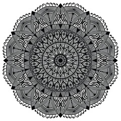 Black And White Mandala Flower. Beautiful mandala design for coloring book, lace, swirl, henna, tattoo, logo, frame, card, pattern, background and  wallpaper. 
