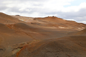 Myvatn geothermal area with its numerous hot springs in the Krafla volcanic system-Iceland
