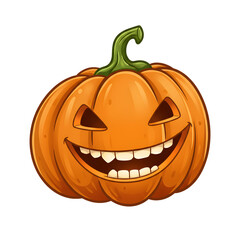 Fototapeta premium Cartoonish carved pumpkin with a mischievous expression, perfect for festive autumn or Halloween designs.