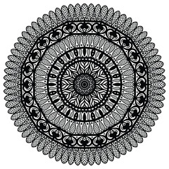 Black And White Mandala Flower. Beautiful mandala design for coloring book, lace, swirl, henna, tattoo, logo, frame, card, pattern, background and  wallpaper. 