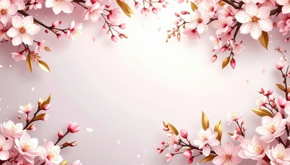Fototapeta premium Blossoming cherry flowers serene garden floral background tranquil atmosphere close-up view springtime beauty