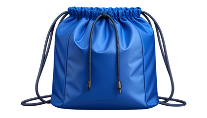 Drawstring Sport Sack Mockup with Nylon Cord, Realistic Vector Illustration on Transparent Background PNG