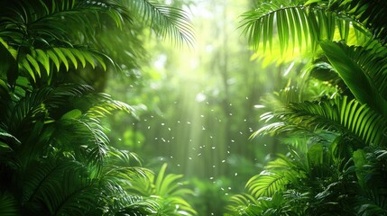 Obraz premium Lush jungle scene with sunlight