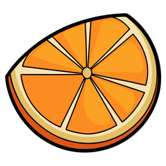 Orange fruit slice isolated on white background. Top view. Flat lay.