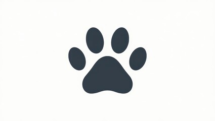 Dark grey paw print silhouette on a white background.