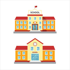 School building icon vector illustration set