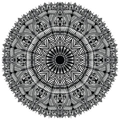 Black And White Mandala Flower. Beautiful mandala design for coloring book, lace, swirl, henna, tattoo, logo, frame, card, pattern, background and  wallpaper. 