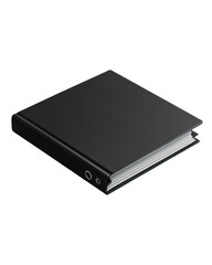 Fototapeta premium Black binder with white sheets, isolated on white background