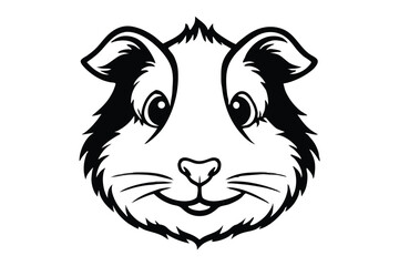 Black and white guinea pig portrait shows cute facial details clearly and directly