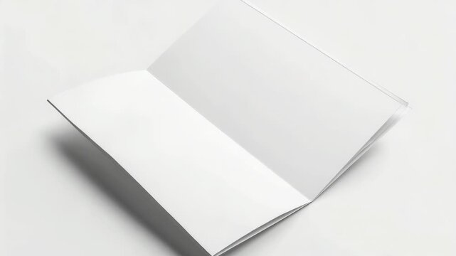 A single open white book placed on a white surface
