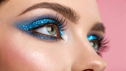 Obraz premium A Woman's Eye with Blue Eyeshadow