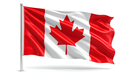 Canadian Flag Waving on Flagpole