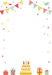 バースデーカード_誕生日パーティー背景（タテ） 