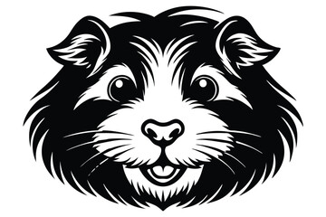 A cute guinea pig smiles, its expressive eyes shining brightly in black and white