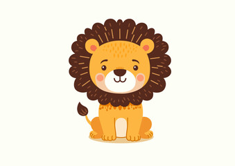 Lion cub, cartoon style vector illustration