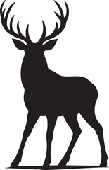 Fototapeta premium Deer Minimalist black silhouette isolated on white background - icon, logo, hunting, forest, wild