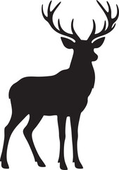 Fototapeta premium Deer Silhouette of a majestic stag with large antlers - wildlife, buck, nature, animal, vector