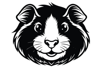 Black and white guinea pig face shows its cute smile in format