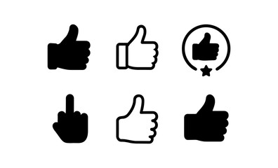Thumbs up and down hand gesture icons in simple design
