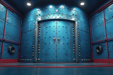 Secure vault room, steel doors
