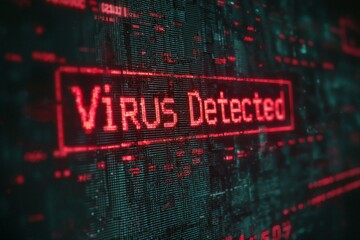 Digital Virus Detection Alert on Computer Screen