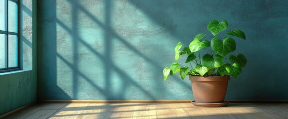 Sunny corner with a plant