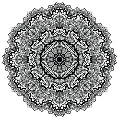 Black And White Mandala Flower. Beautiful mandala design for coloring book, lace, swirl, henna, tattoo, logo, frame, card, pattern, background and  wallpaper. 