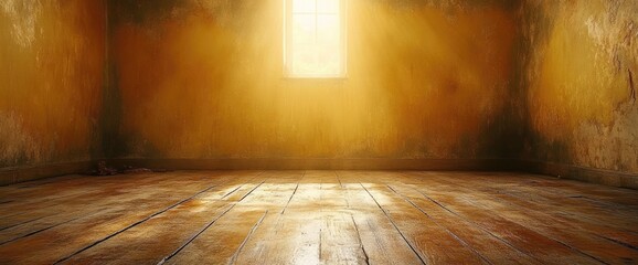 Empty room with sunlit window