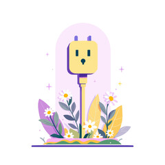 Green Energy Plug: Sustainable Power Connection Illustration

