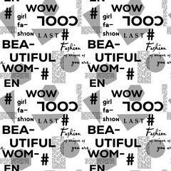 geometric black grey and white writing font alphabetic  fashion gril slogan pattern background texture abstract art print design