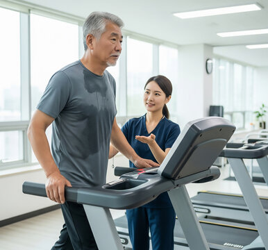 재활 운동을 돕는 치료사와 환자 / Therapist Assisting a Patient with Rehabilitation Exercise