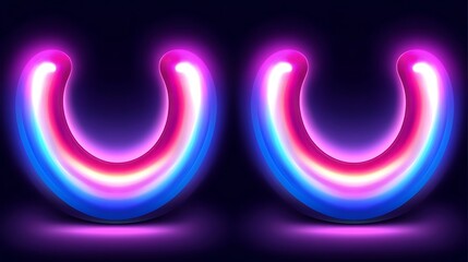 Neon letters U, vibrant colors