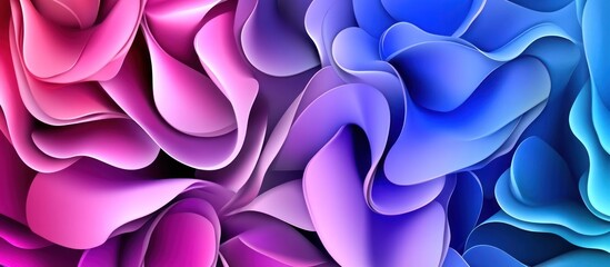 Abstract wavy gradient background in shades of pink and blue creates a dynamic and vibrant wallpaper effect