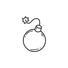 Cartoon Bomb Vector, Round Explosive with Lit Fuse