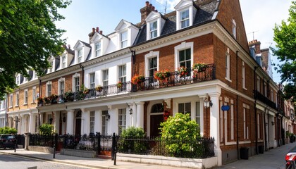 Obraz premium Elegant row houses on a sunny street