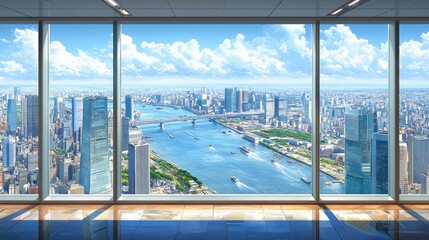 Fototapeta premium Cityscape view from high-rise windows