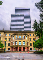 Italian Renaissance-style Portland City Hall in Portland, Oregon, United States. Completed in 1895, this four-story government building houses the offices of the mayor and city council