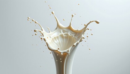 Dynamic Milk Splash White Background