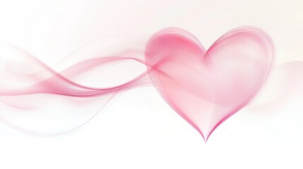 Elegant pink heart with flowing lines, a symbol of love and romance