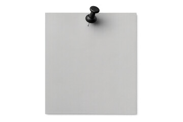 White note paper secured by black push pin, displaying clean minimalist design for messaging and planning purposes against transparent backdrop
