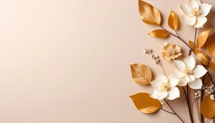 Elegant floral arrangement on beige background nature-inspired decoration minimalist design soft lighting modern aesthetic