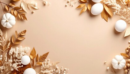 Autumn floral arrangement studio decorative image neutral palette top-down view seasonal aesthetic